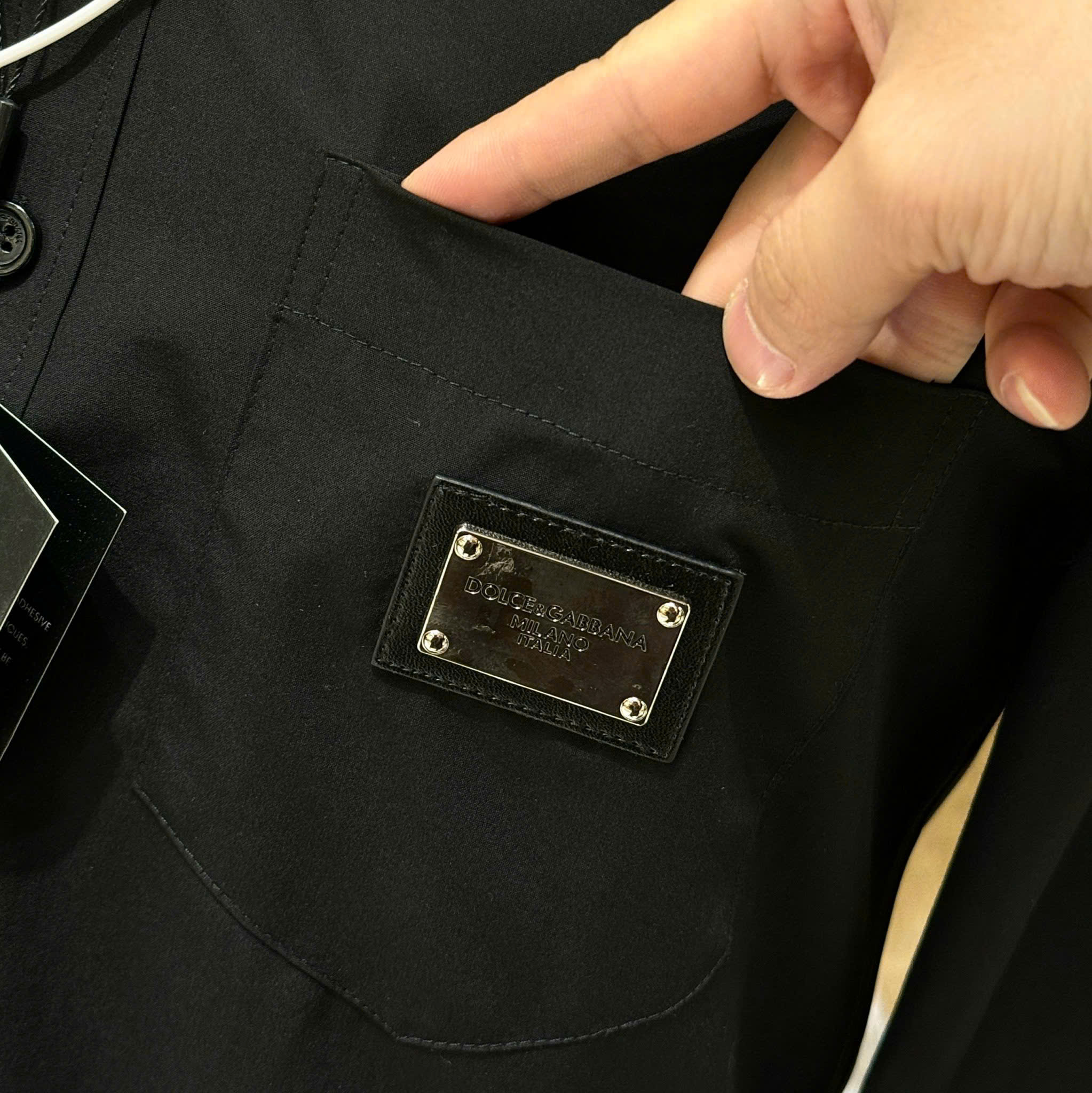 Áo sơ mi dài tay Dolce Gabbana DG tag vuông túi ngực check họa tiết cổ tay Like Auth on web CD